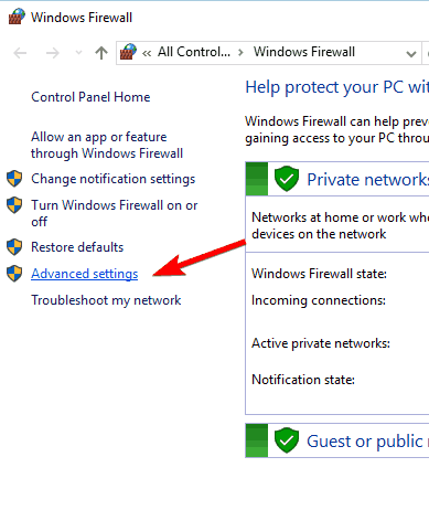 zaawansowane ustawienia zapory systemu Windows